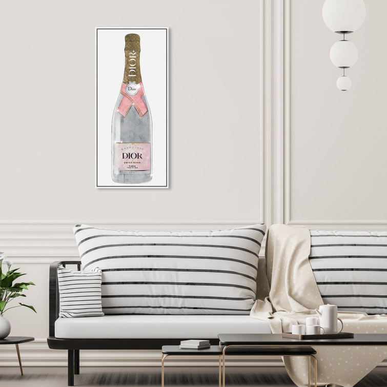 Miss Miss Champagne Tall, Luxury French Champagne Modern Gold Framed On  Canvas Print